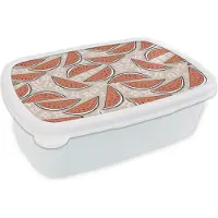 MuchoWow Broodtrommel Wit - Lunchbox - Brooddoos - Zomer - Watermeloenen - Sterren - Pastel - 18x12x6 cm - Volwassenen