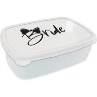MuchoWow Broodtrommel Wit - Lunchbox - Brooddoos - Huwelijk - 'Bride' - Spreuken - Quotes - 18x12x6 cm - Volwassenen