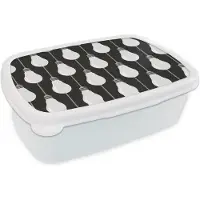 MuchoWow Broodtrommel Wit - Lunchbox - Brooddoos - Gloeilampen - Licht - Patronen - 18x12x6 cm - Volwassenen