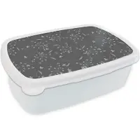 MuchoWow Broodtrommel Wit - Lunchbox - Brooddoos - Bloemen - Wit - Patronen - 18x12x6 cm - Volwassenen