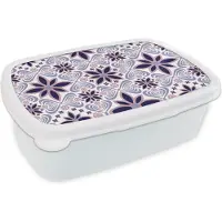 MuchoWow Broodtrommel Wit - Lunchbox - Brooddoos - Bloemen - Luxe - Design - 18x12x6 cm - Volwassenen