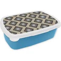 MuchoWow Broodtrommel Blauw - Lunchbox - Brooddoos - Ruiten - Indonesië - Patronen - 18x12x6 cm - Kinderen - Jongen