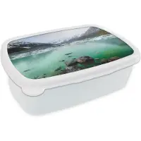 MuchoWow Broodtrommel Wit - Lunchbox - Brooddoos - Zee - Berg - Nieuw-Zeeland - 18x12x6 cm - Volwassenen