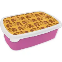 MuchoWow Broodtrommel Roze - Lunchbox - Brooddoos - Patronen - Olifant - India - 18x12x6 cm - Kinderen - Meisje