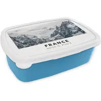 MuchoWow Broodtrommel Blauw - Lunchbox - Brooddoos - Frankrijk - Sneeuw - Bergen - 18x12x6 cm - Kinderen - Jongen