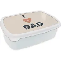MuchoWow Broodtrommel Wit - Lunchbox - Brooddoos - Vaderdag - Quotes - I love dad - Spreuken - 18x12x6 cm - Volwassenen