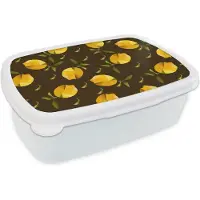 MuchoWow Broodtrommel Wit - Lunchbox - Brooddoos - Citroen - Fruit - Patronen - Origami - 18x12x6 cm - Volwassenen
