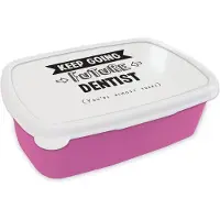 MuchoWow Broodtrommel Roze - Lunchbox - Brooddoos - Tandarts - Opleiding - Studenten - Quotes - Studie - 18x12x6 cm - Kinderen - Meisje
