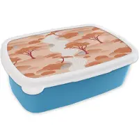 MuchoWow Broodtrommel Blauw - Lunchbox - Brooddoos - Tuin - Japan - Patroon - Azië - 18x12x6 cm - Kinderen - Jongen