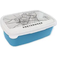 MuchoWow Broodtrommel Blauw - Lunchbox - Brooddoos - Plattegrond - Zoetermeer - Nederland - 18x12x6 cm - Kinderen - Jongen