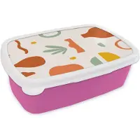MuchoWow Broodtrommel Roze - Lunchbox Zomer - Roze - Vaas - Brooddoos 18x12x6 cm - Brood lunch box - Broodtrommels voor kinderen en volwassenen