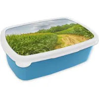 MuchoWow Broodtrommel Blauw - Lunchbox - Brooddoos - Spelt - Graan - Lucht - 18x12x6 cm - Kinderen - Jongen