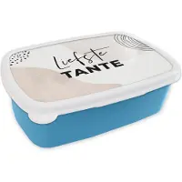 MuchoWow Broodtrommel Blauw - Lunchbox - Brooddoos - Quotes - Spreuken - 'Liefste tante' - Pastel - 18x12x6 cm - Kinderen - Jongen