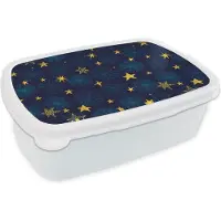 MuchoWow Broodtrommel Wit - Lunchbox - Brooddoos - Sterren - Sneeuw - Patronen - Kerst - 18x12x6 cm - Volwassenen