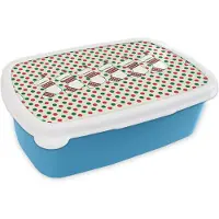 MuchoWow Broodtrommel Blauw - Lunchbox - Brooddoos - Kerstmis - Patroon - Vintage - 18x12x6 cm - Kinderen - Jongen