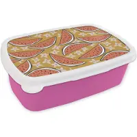 MuchoWow Broodtrommel Roze - Lunchbox - Brooddoos - Zomer - Sterren - Watermeloen - 18x12x6 cm - Kinderen - Meisje
