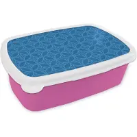 MuchoWow Broodtrommel Roze - Lunchbox - Brooddoos - Kompas - Blauw - Patronen - 18x12x6 cm - Kinderen - Meisje