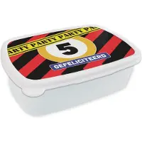 MuchoWow Broodtrommel Wit - Lunchbox - Brooddoos - Versiering - Jarig - Design - 18x12x6 cm - Volwassenen