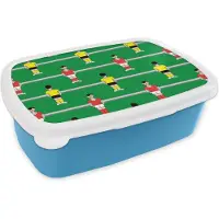 MuchoWow Broodtrommel Blauw - Lunchbox - Brooddoos - Patronen - Voetbal - Sport - 18x12x6 cm - Kinderen - Jongen