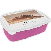 MuchoWow Broodtrommel Roze - Lunchbox - Brooddoos - Italië - Toscane - Bomen - 18x12x6 cm - Kinderen - Meisje
