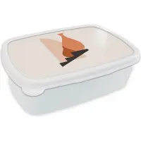 MuchoWow Broodtrommel Wit - Lunchbox - Brooddoos - Vaas - Abstract - Trap - 18x12x6 cm - Volwassenen