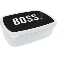 MuchoWow Broodtrommel Wit - Lunchbox - Brooddoos - Quotes - 'Boss' - Stip - Spreuken - 18x12x6 cm - Volwassenen