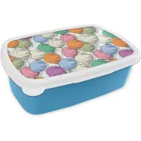 MuchoWow Broodtrommel Blauw - Lunchbox - Brooddoos - Ballonnen - Patroon - Feest - 18x12x6 cm - Kinderen - Jongen