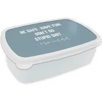 MuchoWow Broodtrommel Wit - Lunchbox - Brooddoos - Kinderen - Quotes - Papa - Be safe have fun. Don't do stupid shit - Mom and dad - 18x12x6 cm - Volwassenen