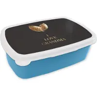 MuchoWow Broodtrommel Blauw - Lunchbox - Brooddoos - Spreuken - I love grandma - Quotes - Oma - 18x12x6 cm - Kinderen - Jongen