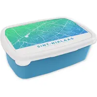MuchoWow Broodtrommel Blauw - Lunchbox - Brooddoos - Stadskaart - Sint-Niklaas - België - Blauw - 18x12x6 cm - Kinderen - Jongen