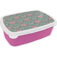 MuchoWow Broodtrommel Roze - Lunchbox Patronen - Tribal - Retro - Brooddoos 18x12x6 cm - Brood lunch box - Broodtrommels voor kinderen en volwassenen