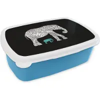 MuchoWow Broodtrommel Blauw - Lunchbox - Brooddoos - Olifant - Bloemen - Planten - 18x12x6 cm - Kinderen - Jongen