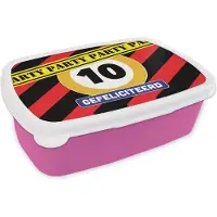 MuchoWow Broodtrommel Roze - Lunchbox - Brooddoos - Verjaardag - 10 Jaar - Jubileum - 18x12x6 cm - Kinderen - Meisje