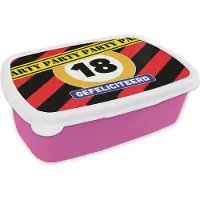 MuchoWow Broodtrommel Roze - Lunchbox - Brooddoos - Verjaardag - 18 Jaar - Gefeliciteerd - 18x12x6 cm - Kinderen - Meisje