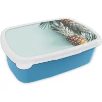 MuchoWow Broodtrommel Blauw - Lunchbox - Brooddoos - Ananas - Blauw - Zomer - 18x12x6 cm - Kinderen - Jongen