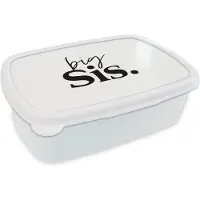 MuchoWow Broodtrommel Wit - Lunchbox - Brooddoos - Grote zus - Quotes - Big sis - Spreuken - 18x12x6 cm - Volwassenen