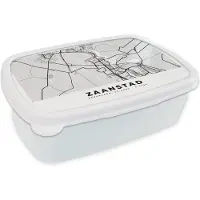MuchoWow Broodtrommel Wit - Lunchbox - Brooddoos - Stadskaart - Zaanstad - Nederland - 18x12x6 cm - Volwassenen