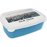 MuchoWow Broodtrommel Blauw - Lunchbox - Brooddoos - Amerika - New York - Skyline - 18x12x6 cm - Kinderen - Jongen