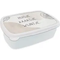 MuchoWow Broodtrommel Wit - Lunchbox - Brooddoos - Huis - Pastel - Quote - 18x12x6 cm - Volwassenen