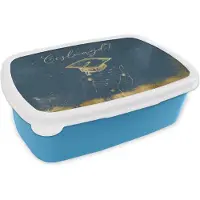 MuchoWow Broodtrommel Blauw - Lunchbox - Brooddoos - Quotes - Spreuken - 'Geslaagd' - Afgestudeerd - 18x12x6 cm - Kinderen - Jongen