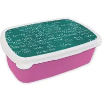 MuchoWow Broodtrommel Roze - Lunchbox - Brooddoos - Scheikunde - Krijtbord - Cijfers - Patroon - 18x12x6 cm - Kinderen - Meisje