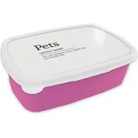 MuchoWow Broodtrommel Roze - Lunchbox - Brooddoos - Quotes - Pets - Huisdieren definitie - Woordenboek - Spreuken - 18x12x6 cm - Kinderen - Meisje