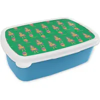 MuchoWow Broodtrommel Blauw - Lunchbox - Brooddoos - Masker - Patronen - Carnaval - Joker - 18x12x6 cm - Kinderen - Jongen