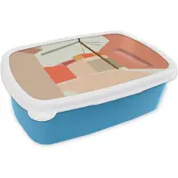 MuchoWow Broodtrommel Blauw - Lunchbox - Brooddoos - Stroomkabel - Huis - Zomer - Pastel - 18x12x6 cm - Kinderen - Jongen