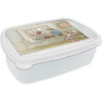 MuchoWow Broodtrommel Wit - Lunchbox - Brooddoos - Illustratie van een antieke kinderkamer - 18x12x6 cm - Volwassenen