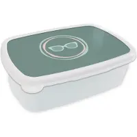 MuchoWow Broodtrommel Wit - Lunchbox - Brooddoos - Zomer - Zonnebril - Pastel - 18x12x6 cm - Volwassenen