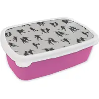 MuchoWow Broodtrommel Roze - Lunchbox - Brooddoos - Sport - Voetbal - Patronen - 18x12x6 cm - Kinderen - Meisje