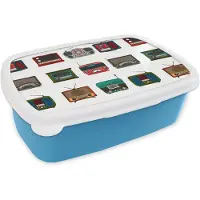 MuchoWow Broodtrommel Blauw - Lunchbox - Brooddoos - Retro - Radio - Design - 18x12x6 cm - Kinderen - Jongen