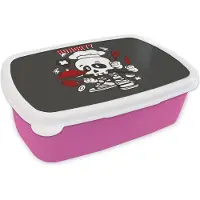MuchoWow Broodtrommel Roze - Lunchbox - Brooddoos - Schedel - Keuken - Vintage - 18x12x6 cm - Kinderen - Meisje