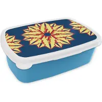 MuchoWow Broodtrommel Blauw - Lunchbox - Brooddoos - Sterren - Patronen - Abstract - 18x12x6 cm - Kinderen - Jongen